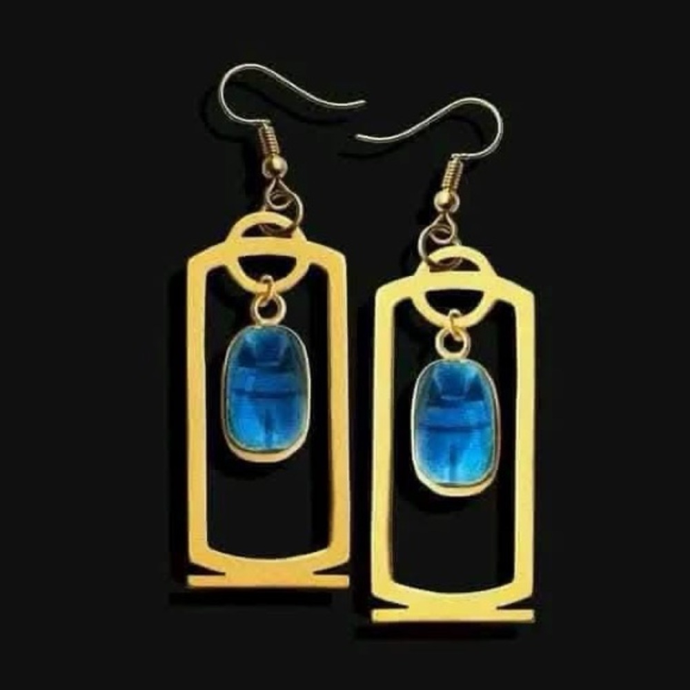 Elegant Scarab Gold plated Dangle Earrings